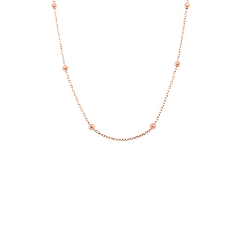 925 Sterling Silber Halskette mit Kugeldetails | Geschenk für Frauen | 925 Sterling Silber | Sterling Silber, Roségold vergoldet, Gelbgold vergoldet | 42 cm (Roségold)