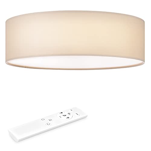 Navaris LED Deckenleuchte rund mit Fernbedienung - dimmbar - 22 Watt 970 Lumen - Stoff Deckenlampe Stoffbezug Beige - verstellbare Farbtemperatur