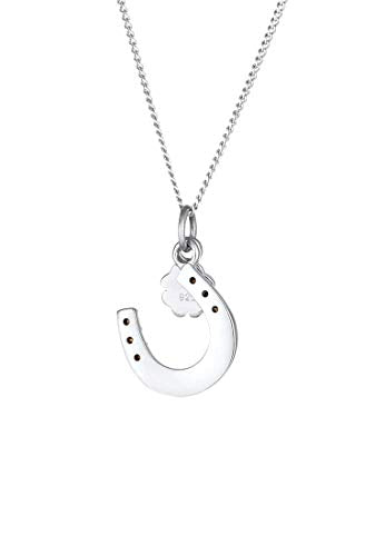 Elli Halskette Damen mit Anhänger Hufeisen Kleeblatt mit Kristallen in 925 Sterling Silber