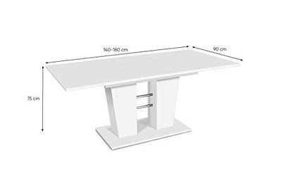 Auszugstisch - Esstisch mit Synchronauszug (B/H/T: 140-180 x 75 x 90 cm) weiß, 22 mm, ABS-Kante