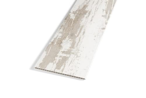 ARTENS - PVC Wandbelag Bali - Wandverkleidung - Naturweißes abgenutztes strukturiertes Holz - L. 120 x B.16,7 cm x 6 mm (Dicke)