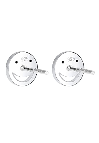 Elli Ohrringe Damen Stecker Smiley Face Emoji mit Kristall in 925 Sterling Silber