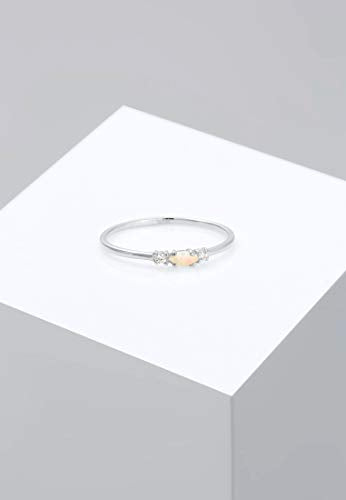 Elli Ring Damen Vintage mit Zirkonia Kristallen und Opal in 925 Sterling Silber Vergoldet