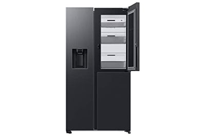 Samsung RH68B8521B1/EG Side-by-Side Kühlschrank, 178 cm, 627 ℓ, Food Showcase-Tür, Platzsparender In-Door Icemaker, Twin Cooling+, No Frost+, 4,5 ℓ Wassertank, Premium Black Steel