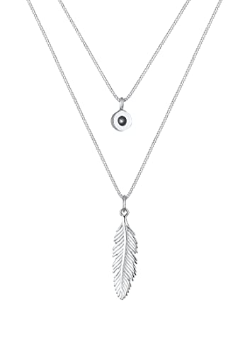 Elli Halskette Damen Feder Boho mit Kristall in 925 Sterling Silber