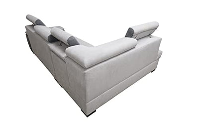 Robin Grand Ecksofa mit Schlaffunktion, Schlafsofa mit Bettkasten und Zwei Hocker, Freistehendes Eckcouch in L-Form, verstellbare Kopfstützen, Polstergarnitur Sofa