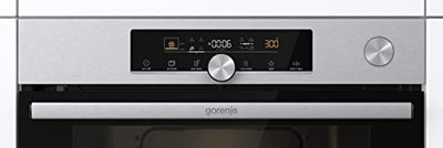 Gorenje 738600 OptiBake Advanced BPSA 6747 A08X Einbau-Backofen / 77L / Heißluft/Pyrolyse/AutoBake/Touch Bedienung/Bratenthermometer/GentleClose & Open/SteamAssist/PizzaMode 300°C/Inox