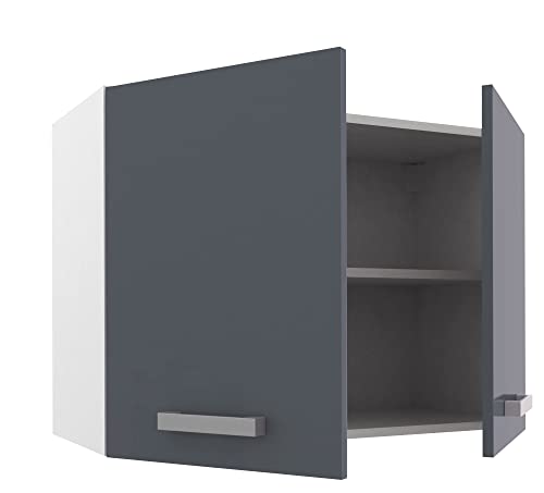 MEUBLE COSY L 180 cm Küchenunterschrank mit Oberschrank für die Küche, Holzwerkstoff, Grau