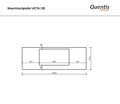 Quentis Badmöbel Victa, Breite 120/ Tiefe 41 cm. Waschplatzset 3-teilig, Waschbecken schwarz matt, Waschtischplatte und Unterschrank, Eiche Natur, Waschbeckenunterschrank montiert