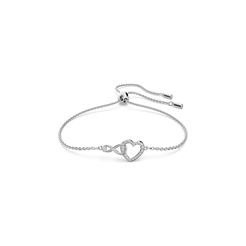 Swarovski Infinity Armband, Unendlichzeichen und Herz, Weiss, Rhodiniert