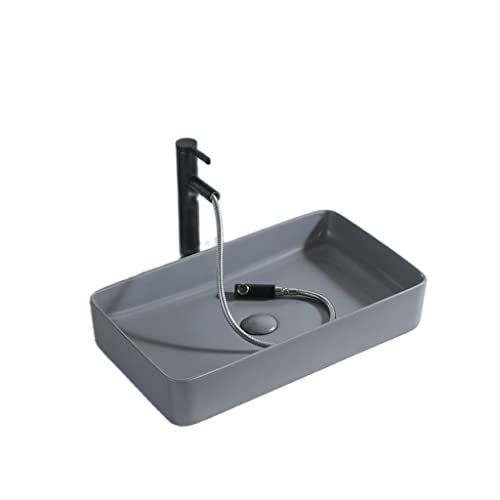 MJWDP Matte Aufsatzwaschbecken Nordic Handwaschbecken Square Thin Edge Ceramic Art Basin Shampoo Waschbecken Waschbecken