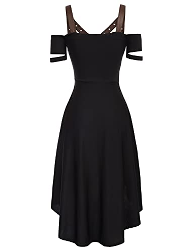 SCARLET DARKNESS Rockabilly Steampunk Kleid Cocktail Abendkleider für Halloween Party Kleid Braun L