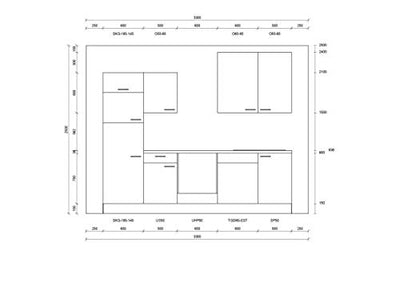 Küchenzeile Win-Plan 280 cm, Seiten- & Unterschränke in Weiß matt, Hängeschränke eichefarben-astig, Arbeitsplatte eichefarben-astig, ohne E-Geräte