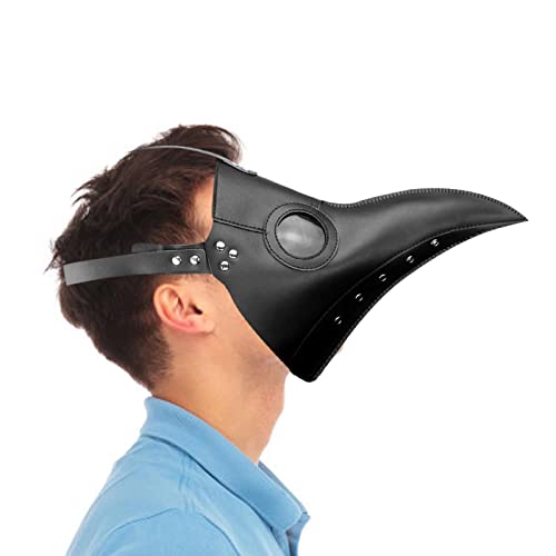 Hearthxy 10 Pcs Arzt Vogel Halloween Deko - Halloween Plague Doctor Black Bird Long Nose Beak Party Supplies | Steampunk-Kostüme aus PU-Leder mit Langer Nase