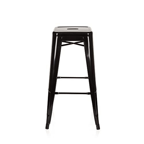 hjh OFFICE 645010 Barhocker VANTAGGIO HIGH Metall Schwarz Retro-Hocker im Industry-Design, stapelbar