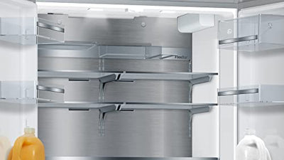 Bosch KFF96PIEP Serie 8 Smarter French Door Kühlschrank, 183 x 90,5 cm, 402 L Kühlen + 171 L Gefrieren, VitaFresh pro 3x längere Frische, NoFrost nie wieder abtauen, Eis- und Wasserspender