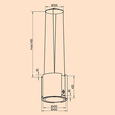 Klarstein Skyfall Smart Dunstabzugshaube - freihängede Abzugshaube, Dunstabzugshaube Umluft/Abluft, App- und Gestensteuerung, 45 x 42 cm (ØxB), 402 m³/h, 200 W, 3 Stufen, LED-Beleuchtung, gold