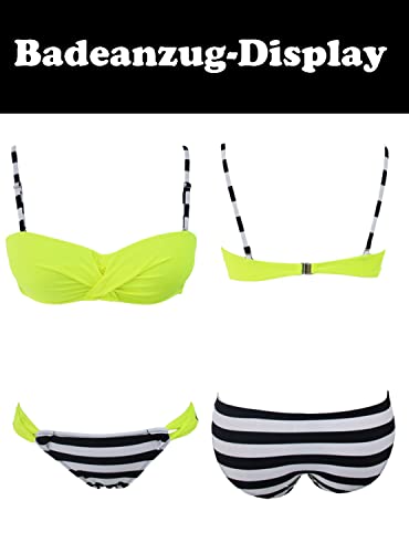 GOSOPIN Damen Bikini Zweiteilige Badeanzug Bademode Push Up Strandkleidung Bikinioberteil Bikini Set,Gelbe Streifen,M