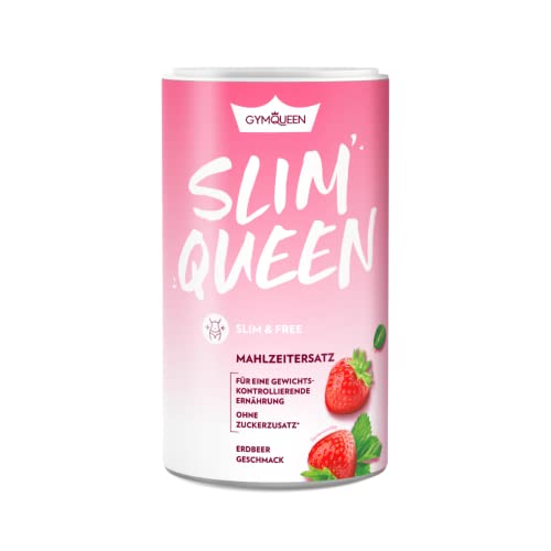 GymQueen Slim Queen Abnehm Shake 420g, Erdbeere, Leckerer Diät-Shake zum einfachen Abnehmen, Mahlzeitersatz mit wichtigen Vitaminen und Nährstoffen, nur 250 kcal pro Portion & ohne Zucker-Zusatz