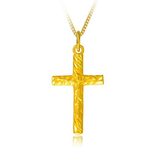 ANAZOZ Halskette Damen 18 Karat Gelbgold Jesus Kreuz Halsketten mit Anhänger Schmuck für Frauen Gold