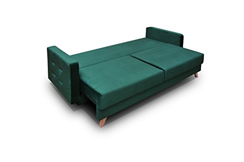 Schlafsofa Kippsofa Sofa mit Schlaffunktion Klappsofa Bettfunktion mit Bettkasten Couchgarnitur Couch Sofagarnitur - Carla (Grau)