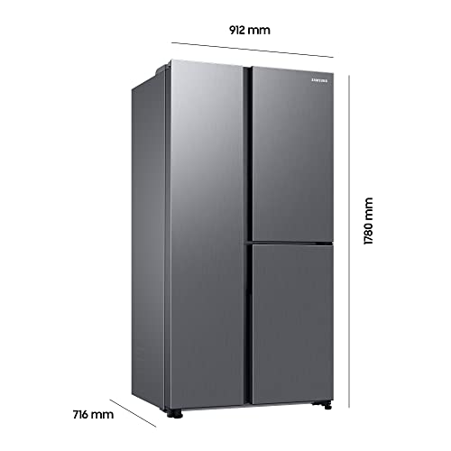 Samsung RH69B8021S9/EG Side-by-Side Kühlschrank, 178 cm, 645 ℓ, Beverage Center, Dual Ice Maker, Twin Cooling+, No Frost+, 4,5 ℓ Wassertank, Edelstahl Look