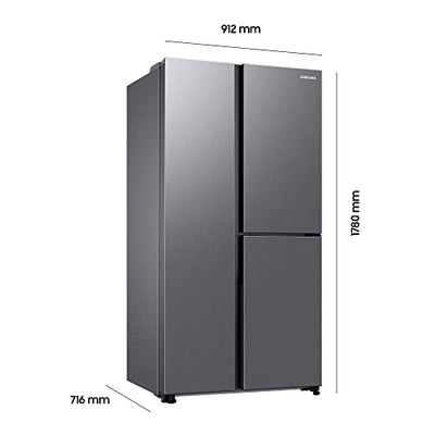 Samsung RH69B8941S9/EG Side-by-Side Kühlschrank, 178 cm, 645 ℓ, Beverage Center, Dual Ice Maker, Metal Cooling, Twin Cooling+, No Frost+, Frischwasseranschluss, Edelstahl Look