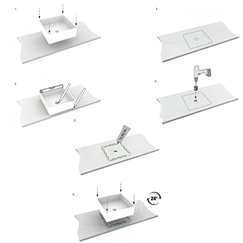 VBChome Waschbecken 41 x 35 cm Keramik Stone Steinmuster Grauer Marmor Kleine Waschtisch Handwaschbecken Aufsatzwaschbecken Waschschale Gäste WC (Model 2)