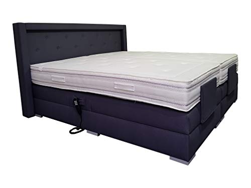 PAARA Boxspringbett Paris GM | 10.000 Newton Motorleistung | LED | Antirutsch-Matten | Royal-WS® Taschenfederkern Matratze mit GELAX® Topper Kern | Made in Germany (200 x 220 cm)