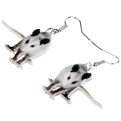 NEWEI Acryl niedlich Opossum Didelphid Ohrringe baumeln Opossum Schmuck für Damen Mädchen Charms Geschenk (Weiß)