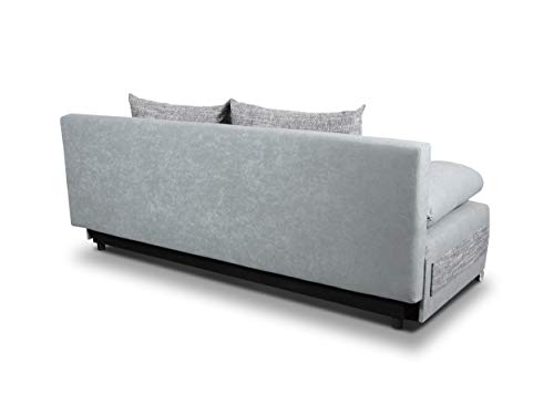 Schlafsofa Naki - Sofa mit Schlaffunktion und Bettkasten, Bettsofa, Couchgarnitur, Couch, Sofagarnitur, Bett (Schwarz + Schwarz (Alova 04 + Berlin 02))