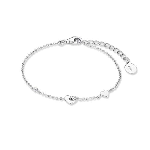 s.Oliver Armband 925 Sterling Silber Damen Armschmuck, mit Zirkonia synth, 16+3 cm, Silber, Herz, Kommt in Schmuck Geschenk Box, 2017226