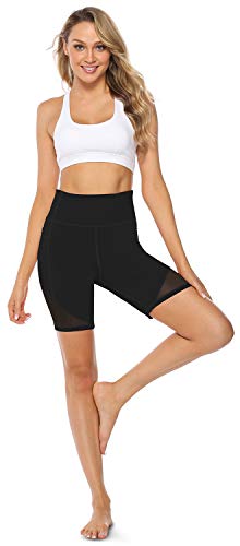 JOYSPELS Kurze Sporthose Damen, Radlerhose Damen Kurz Laufhose Leggings Sport Biker Running Yoga Fitness Shorts Schwarz M