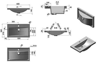 emotion Badmöbel Mars 600 Slimline anthrazit gemasert