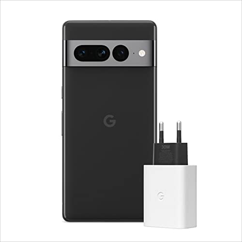 Google Pixel 7 Pro – Entsperrtes Android-Smartphone mit Tele- und Weitwinkelobjektiv – Obsidian + Google Pixel 30-W-USB-C-Ladegerät