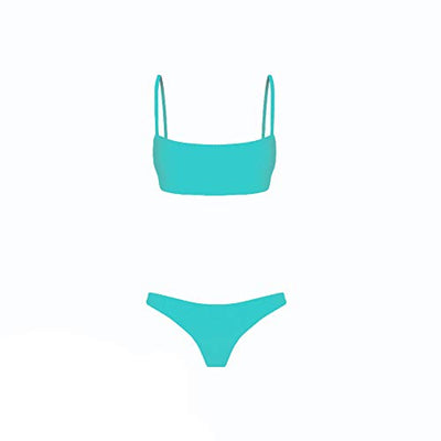 meioro Bikini Sets für Damen Push Up Tanga mit niedriger Taille Badeanzug Bikini Set Badebekleidung Beachwear (S, Blau)