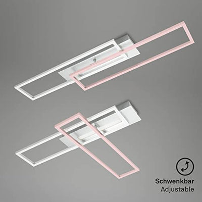 Briloner Leuchten - LED Deckenleuchte mit Mittellicht, warmweiße Lichtfarbe, getrennt schaltbare LED Deckenlampe, Speicherfunktion, schwenkbare Wohnzimmerlampe, Aluminium gebürstet 3546-018