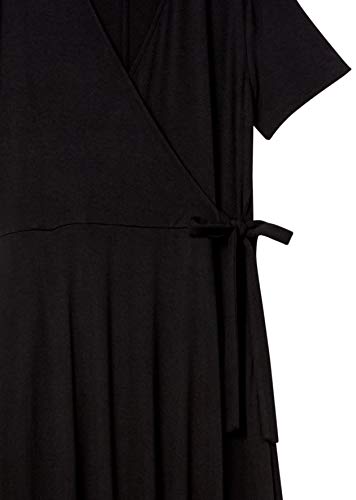 Amazon Essentials Damen Kleid In Wickeloptik mit Kappenärmeln, Schwarz, M