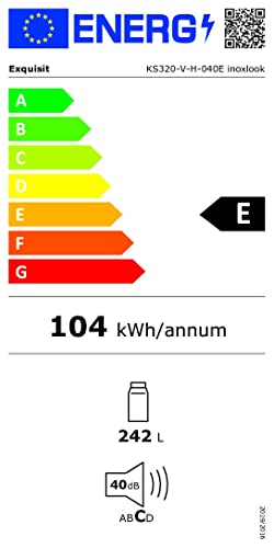 Exquisit Kühlschrank KS320-V-H-040E inoxlook | 242 L Nutzinhalt | LED-Licht | Türanschlag wechselbar | Glasablagen und Türablagen | Gemüsefach | Inoxlook | Kühlen