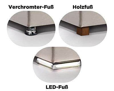 Halle Boxspringbett mit Bettkasten Velourstoff 200 x 200 cm/Navyblau/LED-Fuß