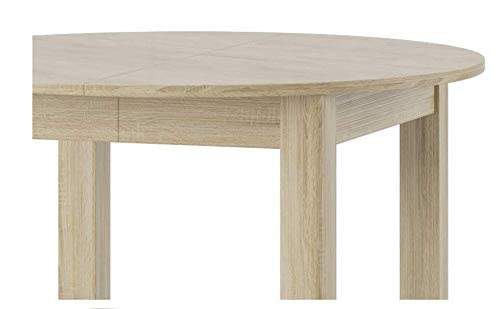 MPS praktisch Tisch Uran 110x110 cm Küchentisch Esszimmertisch Esstisch Wohnzimmer Rundtisch 160x110x76 4 Tischfüße Ausziehtisch ausziehbarer Tisch modern (Eiche Sonoma)