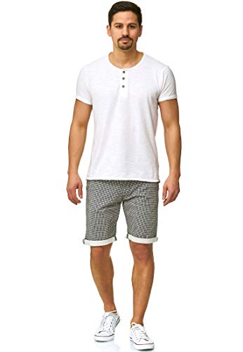 Indicode Herren Bourchier Chino Shorts mit Gürtel aus 98% Baumwolle | Kurze Karierte Hose Regular Fit Bermudas Sommerhose Herrenshorts Short Men Pants Chinohose kurz für Männer Black XXL