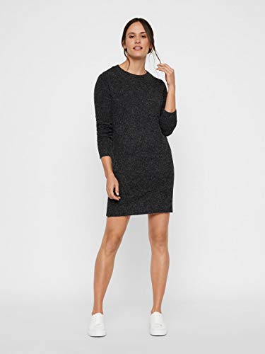 VERO MODA Damen Strickkleid VMDoffy gestricktes Mini-Kleid 10215523 Black Melange M