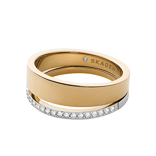 Skagen Damen Edelstahlring Länge: 4/5 Zoll, Gold und Silber mit Glitter