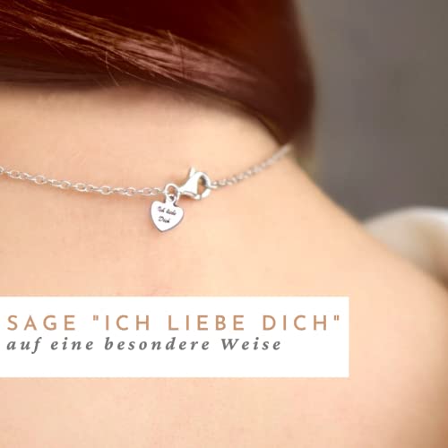 Herzkette Silber 925 Halskette Damen *Ich Liebe Dich* Kette Silberkette Herzanhänger Herz Schmuck Geschenke für Frauen Freundin Sie zum Geburtstag Hochzeitstag Jahrestag Liebesbeweis Liebesgeschenk