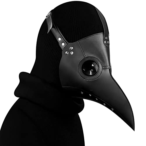 Hearthxy 10 Pcs Arzt Vogel Halloween Deko - Halloween Plague Doctor Black Bird Long Nose Beak Party Supplies | Steampunk-Kostüme aus PU-Leder mit Langer Nase