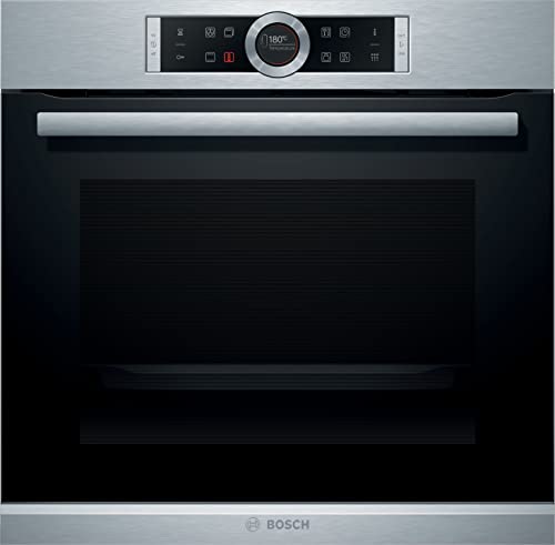 Bosch Hausgeräte HBG675BS1 Serie 8 Einbau-Backofen, 60 x 60 cm, Made in Germany,Pyrolyse Selbstreinigung, AutoPilot 10 10 Automatikprogramme, 4D Heißluft Backen auf 4 Ebenen,TFT-Touchdisplay,Edelstahl