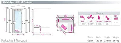 Infrarotkabine Infrarot Sauna Infrawave RR-130P für 3 Personen / 150 x 101 x 202cm