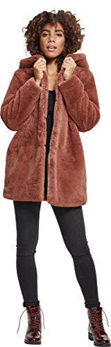 Urban Classics Ladies Hooded Teddy Coat, Farbe darkrose, Größe M