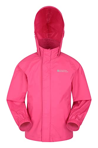 Mountain Warehouse Pakka wasserdichte Kinderjacke - 2 Taschen Kinderjacke, atmungsaktiv, packbare Regenjacke - Ideal zum Wandern leuchtendes Pink 11-12 Jahre